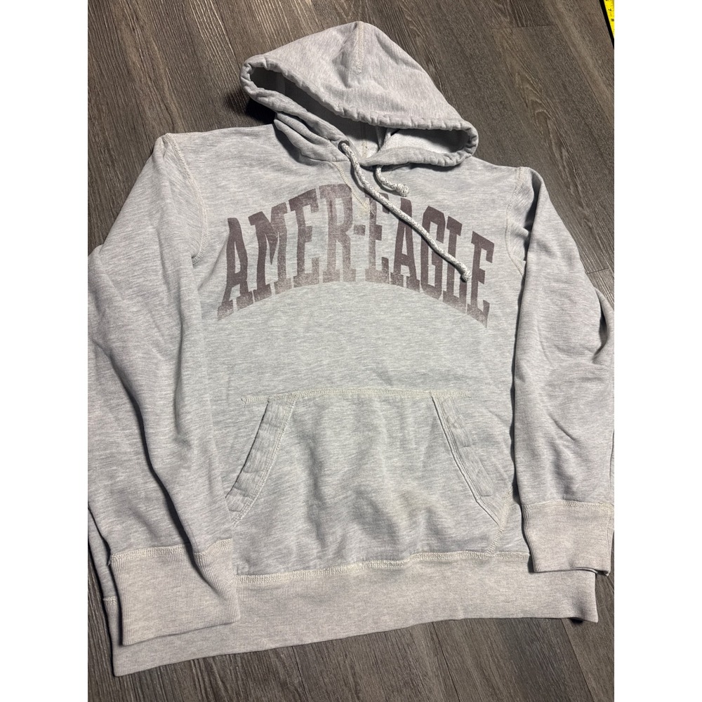 American Eagle Outfitters Mens XL Heather Gray Arch Logo Athletic Fit Hoodie
